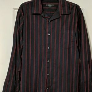 Black/Red Striped Button Up